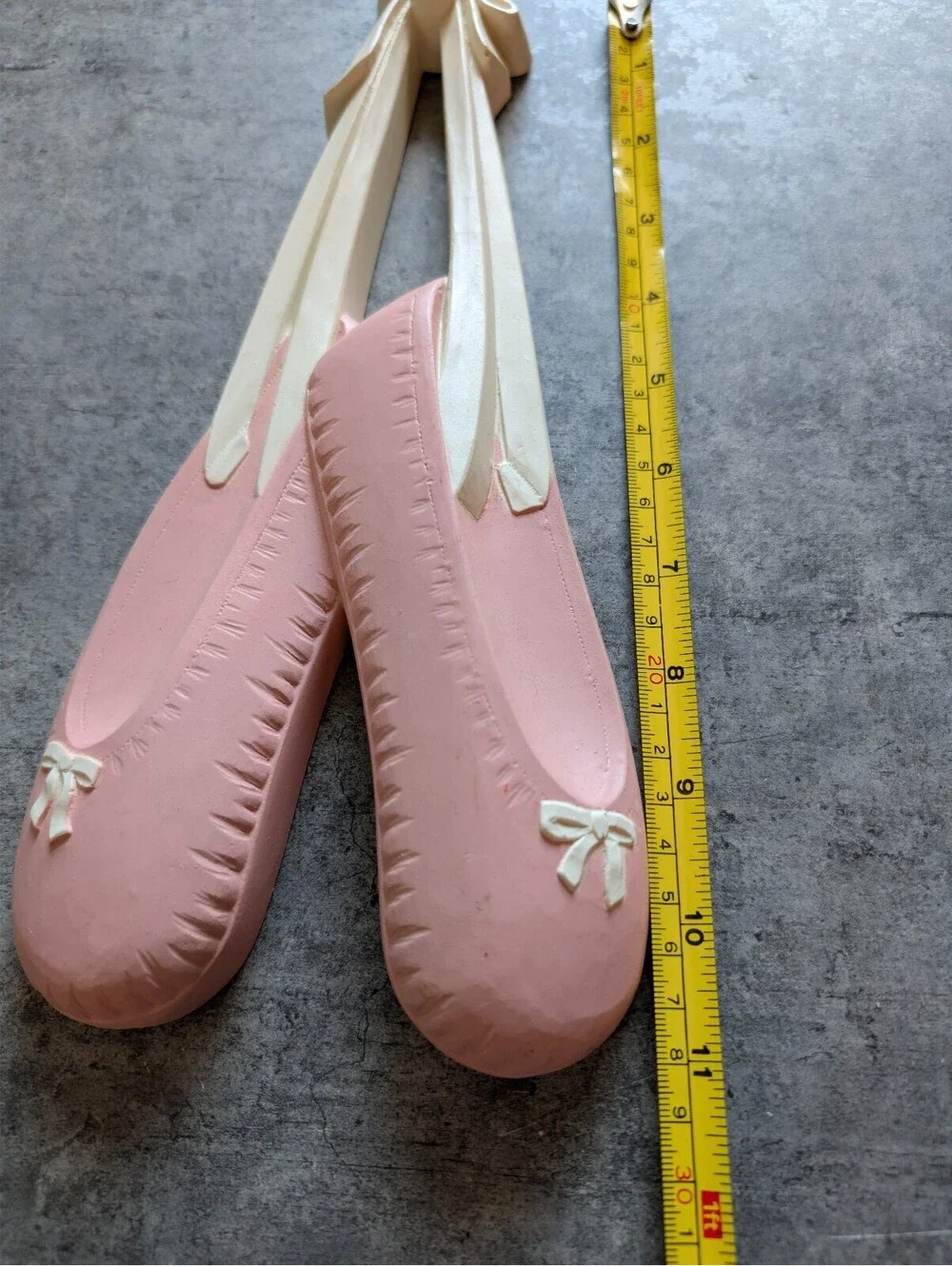 Homco Vintage 1991 Pink 3D Molded Ballerina Slippers Wall Plaque Girls Dancer